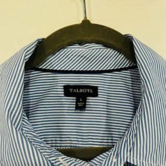 Talbots Striped Embroidered Long Sleeve Button Down Shirt Women's Large Casual - Picture 2 of 9
